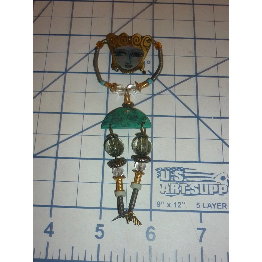 Kimberly Wilcox Top Silvester Art Doll Pendant Brooch Hand Painted Goddess Face